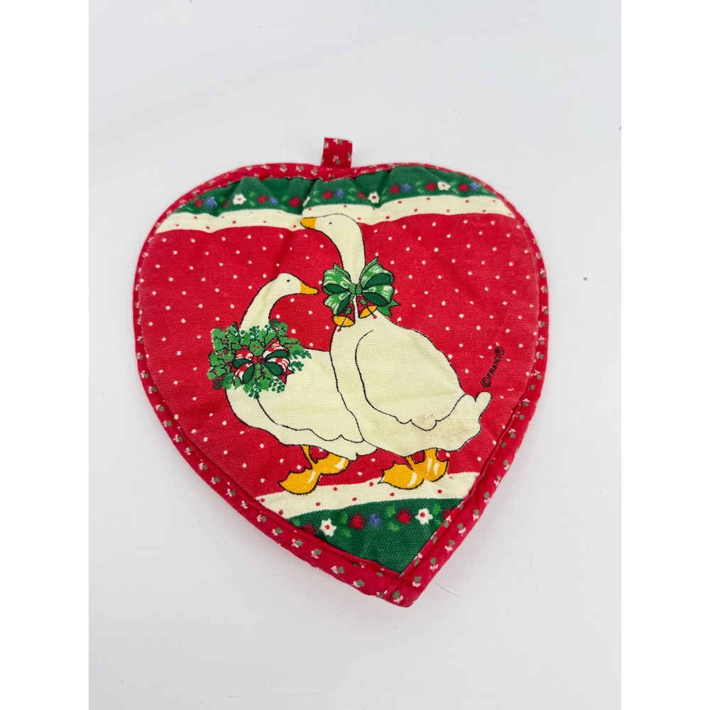 Franco Potholder Heart Red White Geese Vintage Quilted‎ Kitchen Decor Cotton